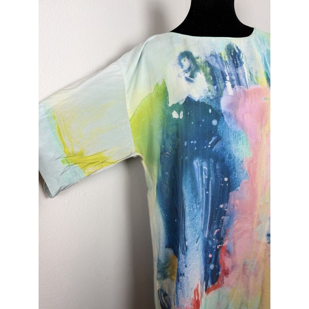 Maeve Anthropologie Silk Shift Dress Womens Small Abstract Print Short Sleeve - Picture 9 of 16